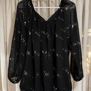 Valerie Stevens Black Sequin Oversized Blouse